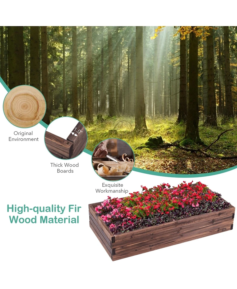 Gymax Wooden Raised Garden Bed Kit - Elevated Planter Box For Growing Herbs Vegetable