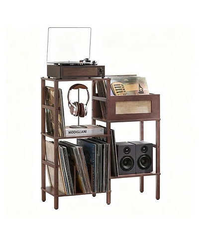 Yigii Bohemian 5-Color Vinyl Record Stand with 3+2 Tiers for 300+ Albums