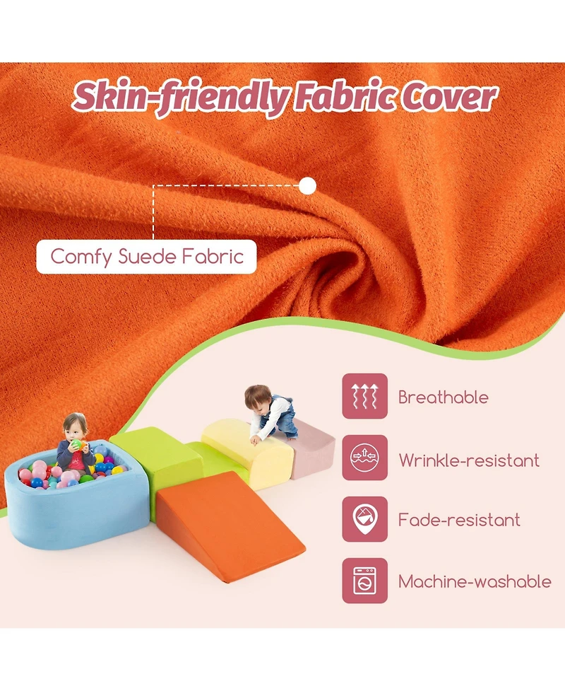 Mecale 5-Piece Climb and Crawl Playset with Ball Pit for Kids