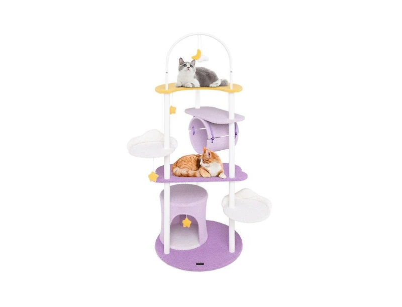 Aostirmotor 62" Large Cat Tower with Metal Frame & Jumping Platforms, Sturdy Indoor Cat Furniture