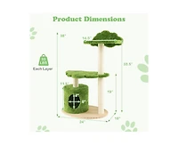 Aostirmotor Indoor Cat Tree with Sturdy Supporting Frame, Cute Design for Climbing & Perching