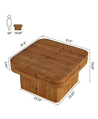 Tribesigns 31.5'' Solid Wood Coffee Table, Farmhouse Square Coffee Table