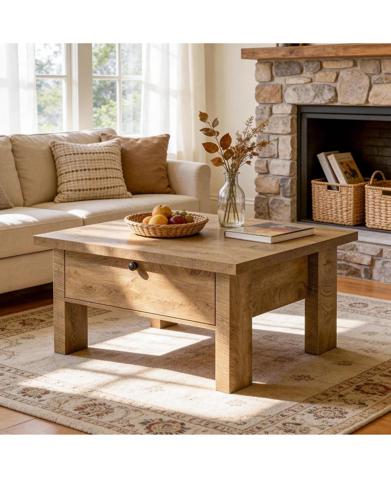 Tribesigns Coffee Table for Living Room, 31.5" Square Coffee Table with Storage for Small Spaces