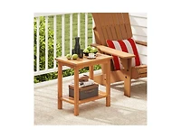 Slickblue Acacia Wood Patio Side Table with Slatted Top and Storage Shelf