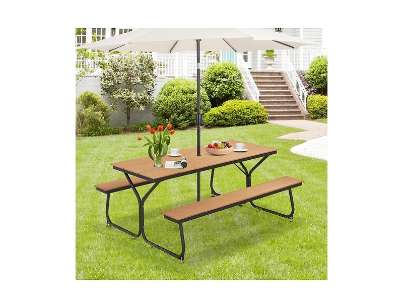 Slickblue Outdoor 6 Ft Picnic Table with Bench Seating for 6 to 8