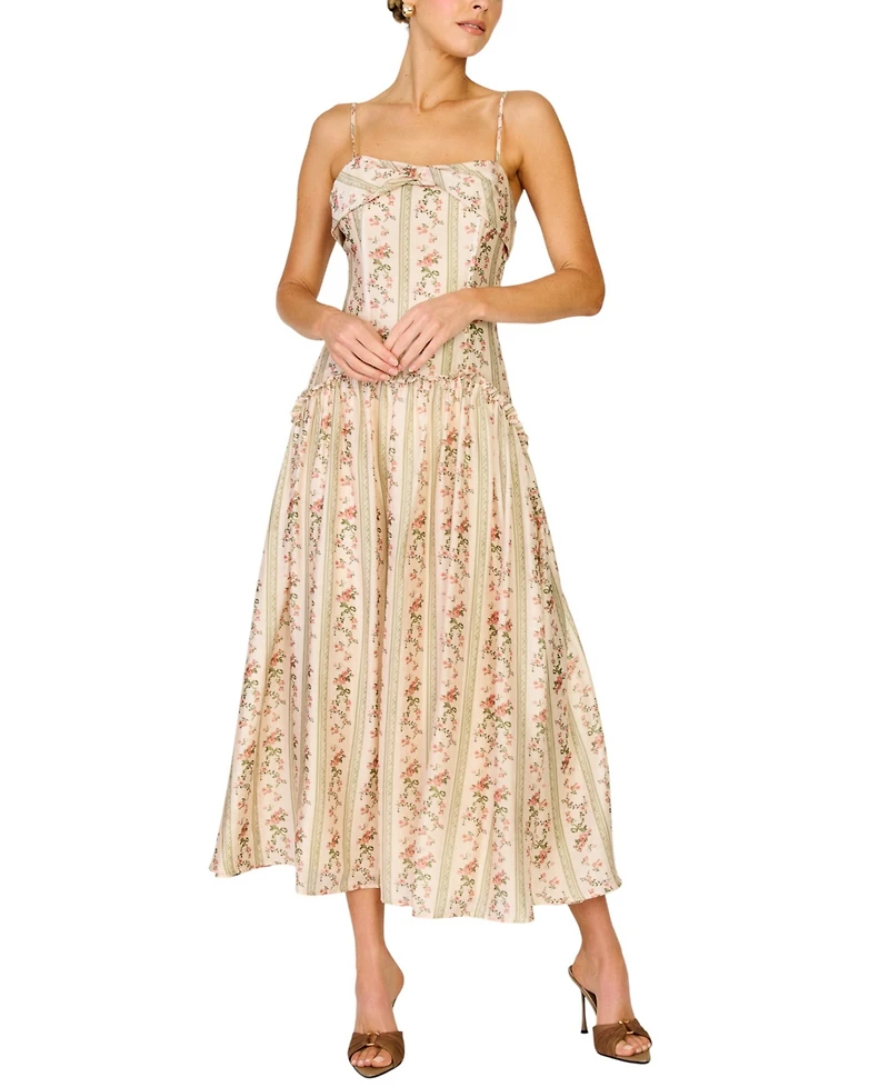 Line & Dot Women's Straight Neck Maxi Dress