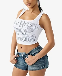 True Religion Women's Crystal Printed Rib Tank Top