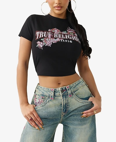 True Religion Women's Crystal Snake Baby T-Shirt
