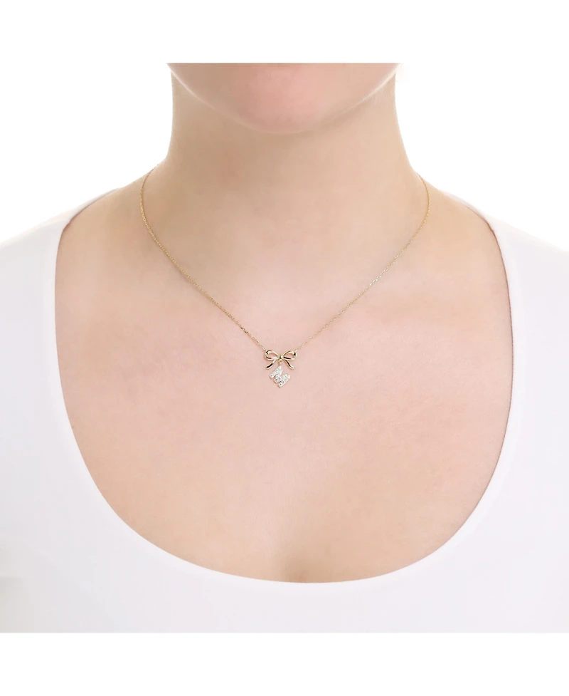 Macy's Gold Plated Bow Initial Necklaces