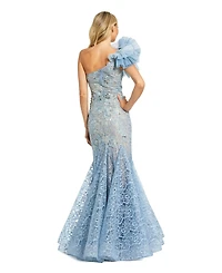 Mac Duggal Women's Embellished Tulle Flower Detail Mermaid Gown