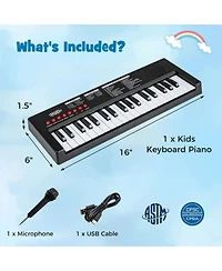 Mecale 37-Key Kids Piano Keyboard with 8 Rhythms & Microphone