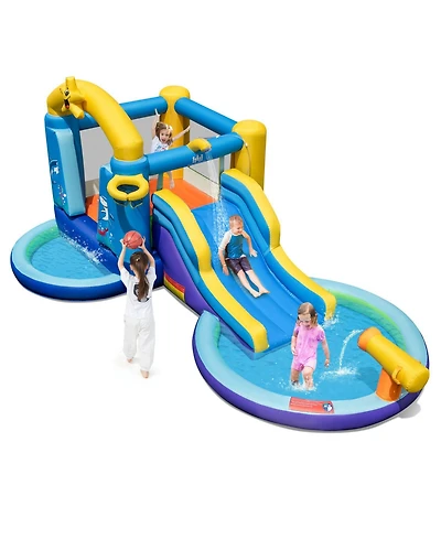 Mecale Inflatable Ocean-Themed Bounce House with 680W Blower, 2 Pools