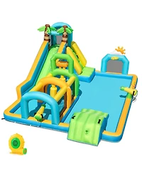 Mecale Tropical Inflatable Dual Water Slide Aqua Park with 680W Blower Included