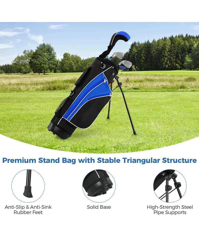 Mecale 5-Piece Portable Junior Golf Club Set, 31", for Kids Ages 11