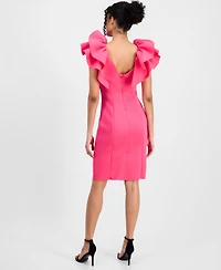 Anne Klein Women's Ruffle-Shoulder Boat-Neck Sheath Dress