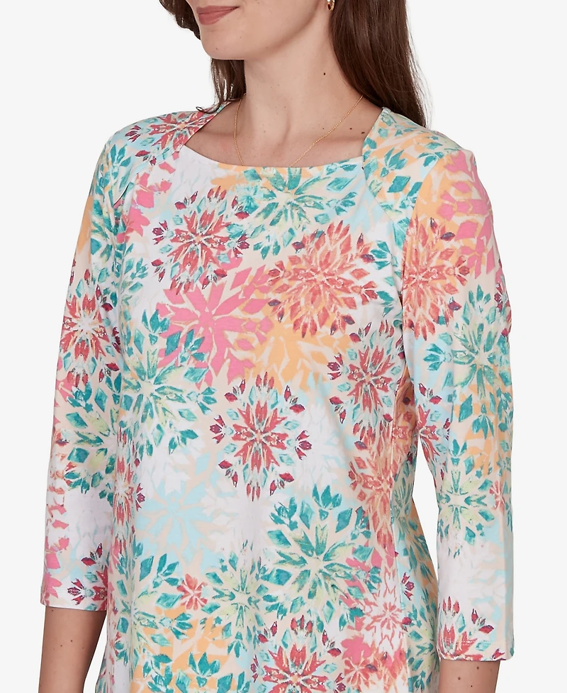 Ruby Rd. Petite Floral Medallion Knit Top