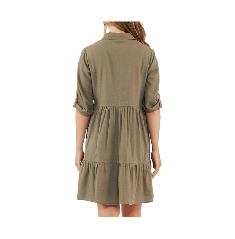 Ripe Maternity Adel Button Linen Dress