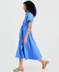 Anne Klein Women's Short-Sleeve Belted Loop-Detail Shirtdress