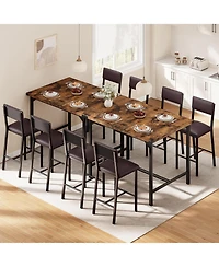 gaomon Dining Table Set for 4 w/Footrest and Corner Protector 5-Piece Kitchen Table Set with Counter Height Table and 4 Upholstered Bar Stools