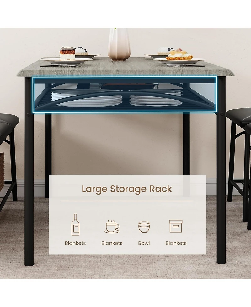 gaomon 5-Piece Dining Table Set for 4-5 People 43 Inch Extendable Kitchen Table Set with 1 Benche and 2 Square Stools Dining Room Table