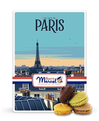 Sacre Marcel Paris Roof Tin Box Macarons Biscuits, 4.23 oz.