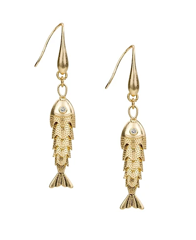 Patricia Nash Gold-Tone Plated Double Fish Drop Earrings