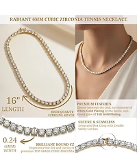 Sterling Silver with 6mm Clear Cubic Zirconia Tennis Necklace