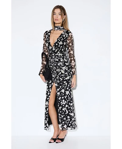 MissPap Women's Spot Print Mesh Scarf Dress