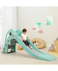 Mecale 3-in-1 Kids Climber and Slide Playset with Basketball Hoop & Ball