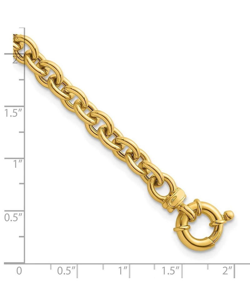 Curata Jewelry Solid 18k Yellow Gold Italian 7.5 Inch 7mm Large Rolo Link Toggle Bracelet