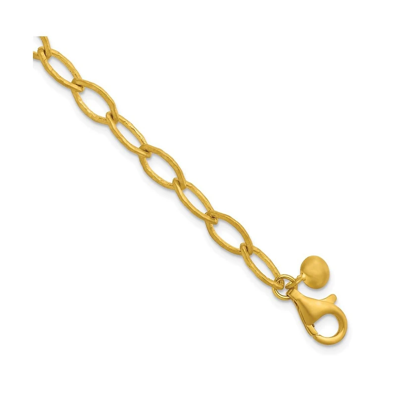 Curata Jewelry Solid 18k Yellow Gold Italian 8 Inch 6mm Satin Oval Links Bracelet