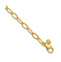 Curata Jewelry Solid 18k Yellow Gold Italian 8 Inch 6mm Satin Oval Links Bracelet