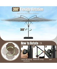 Gymax 10 Ft Offset Hanging Umbrella w/ Base Patio Cantilever 360° Rotation