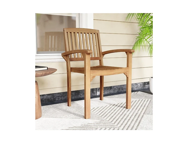 Slickblue Patio Outdoor Chair Featuring Slatted Seat and Curved Comfort