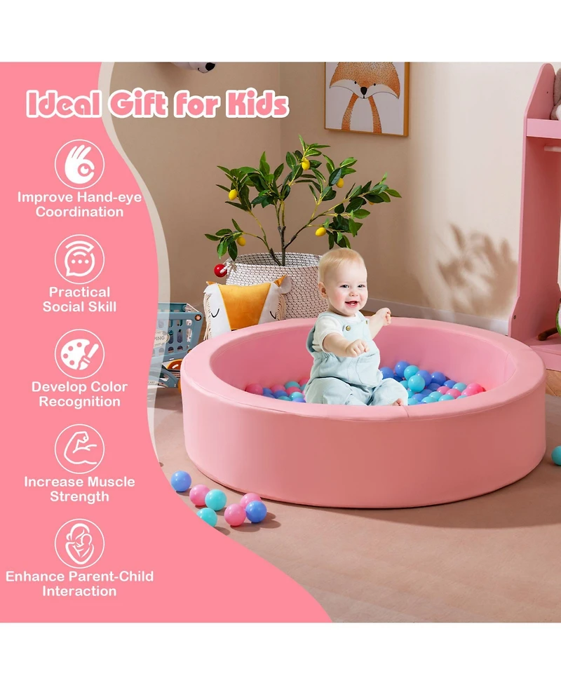 Mecale 42.5-Inch Round Foam Ball Pit for Toddlers with Sponge Filling, Washable Cover