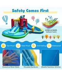 Mecale Inflatable Water Park with Splash Pool, 50 Ocean Balls, 750W Blower