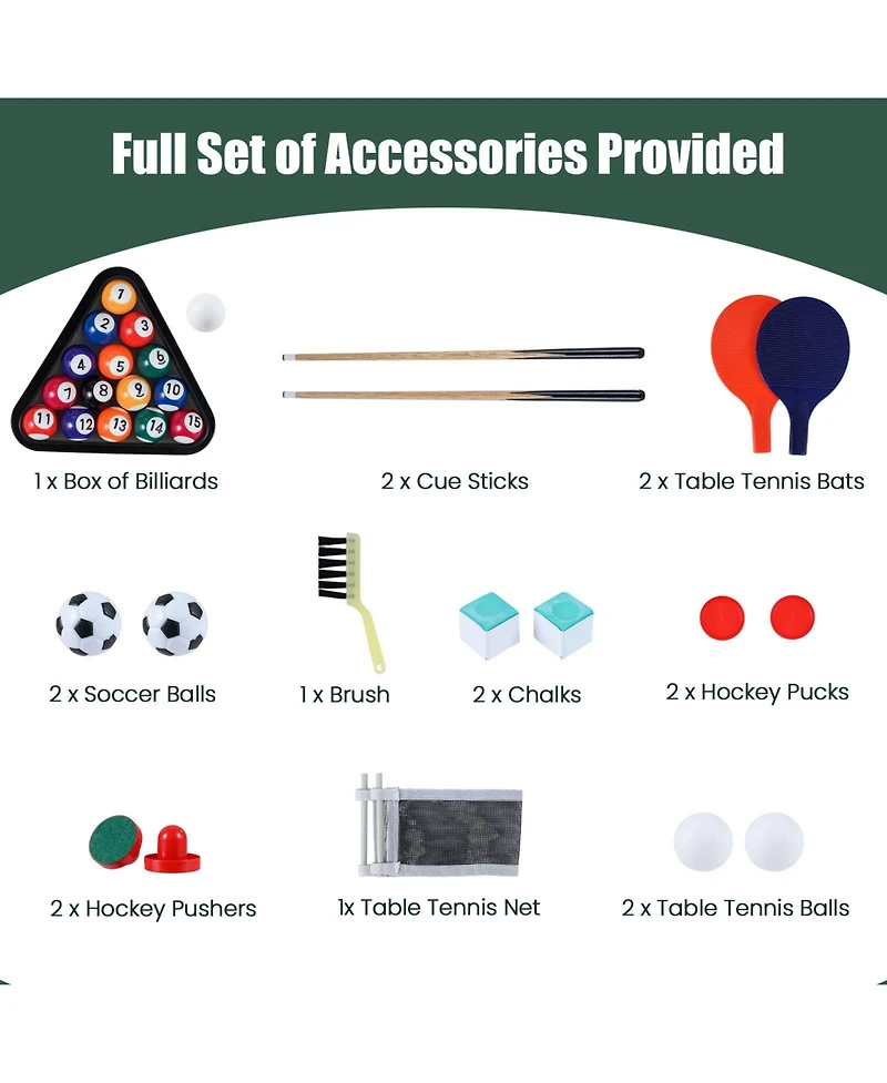 Mecale 4-in-1 Combo Game Table Set with Billiards