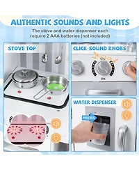 Mecale Pretend Play Kitchen for Kids with Realistic Sounds & Lights for Fun Learning