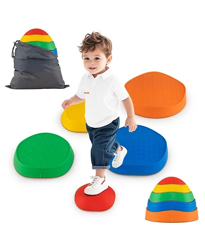 Mecale 5-Piece Stepping Stones for Kids, Non-Slip Balance with Storage Bag