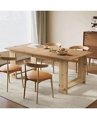 Tribesigns 63" Solid Wood Dining Table, Rectangle Kitchen Table for 4-6 People