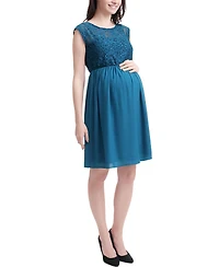 kimi + kai Maternity Adell Lace Trim Skater Dress