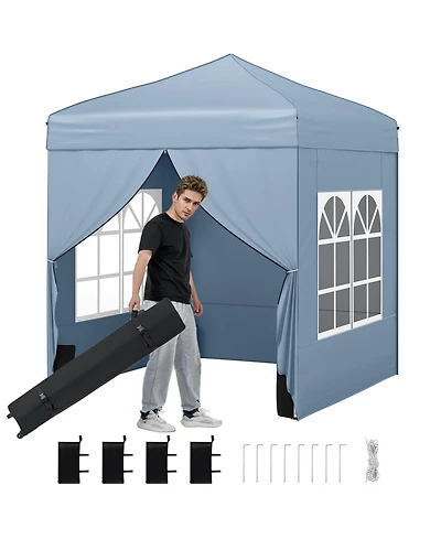 Mecale 6.5x6.5 ft Pop-Up Canopy Tent with 4 Sidewalls and Wheeled Carry Bag