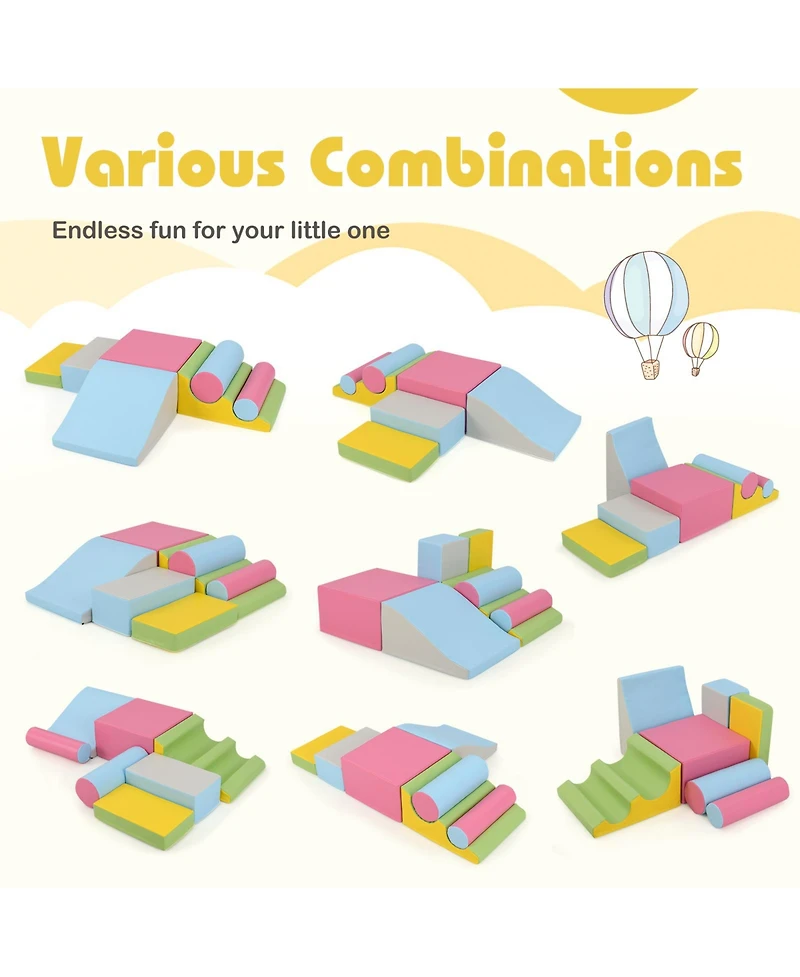 Mecale 7-Piece Foam Climbing Blocks Soft Play Set for Toddlers and Crawling Babies