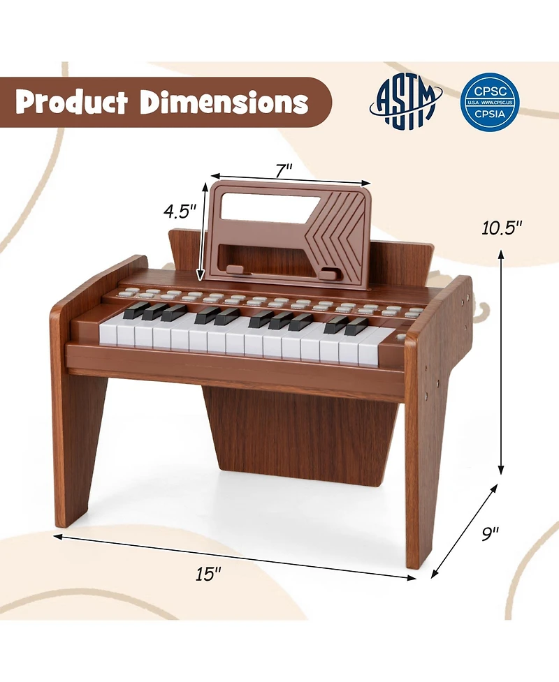 Mecale 25-Key Children's Piano Keyboard, Adjustable Speed & Volume for Early Music Education and Fun