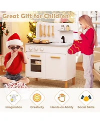 Mecale Kids Kitchen Playset with Cooking Accessories and Storage, Fun Pretend Play Toy