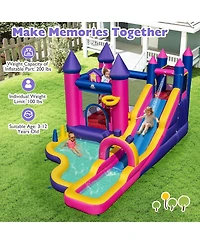 Mecale Princess Inflatable Water Slide Bounce Castle with Climbing Wall, 680W Blower Included