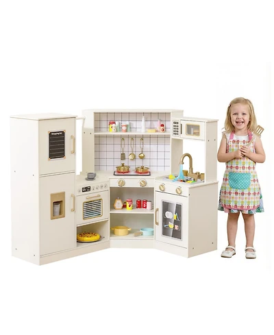 Mecale Corner Kids Play Kitchen with Stove, Lights & Sounds for Fun Pretend Play