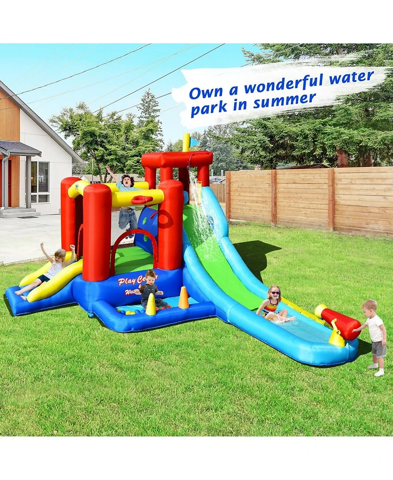 Mecale 9-in-1 Inflatable Kids Water Slide Bounce House, No Blower Included