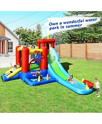 Mecale 9-in-1 Inflatable Kids Water Slide Bounce House, No Blower Included