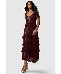Oasis Women's Occasion Sequin Ruffle Midaxi Dress